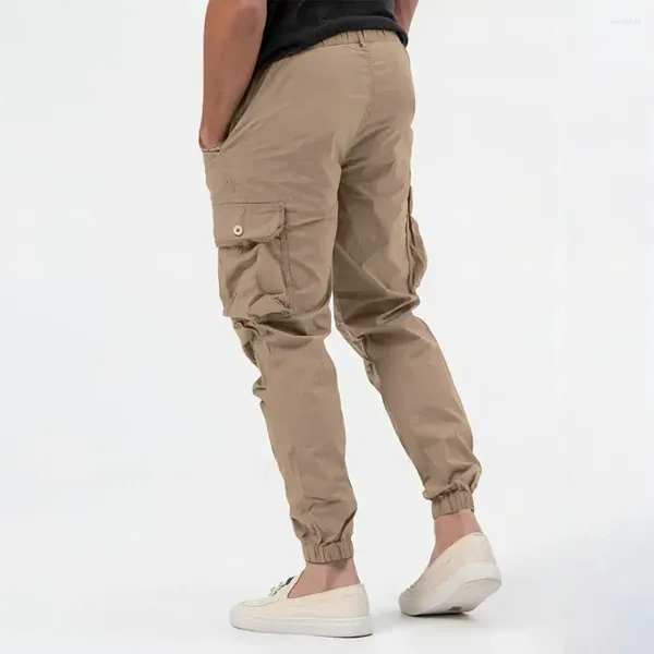 Pantalons pour hommes Pantalons pour hommes Taille moyenne Cargo avec plusieurs poches Bouton Fermeture à glissière Conception à bande de cheville pour un confort décontracté