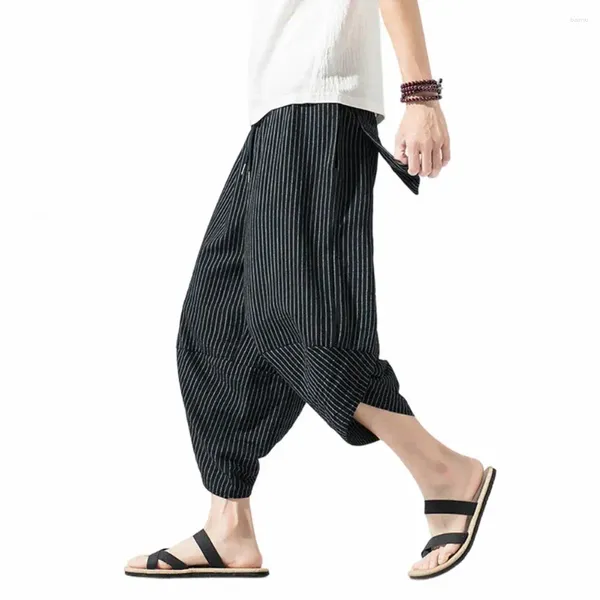 Pantalones para hombres hombres pantalones recortados versátiles verano con cintura elástica con cordón para ropa de calle