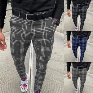 Herenbroek mannen vintage plaid pak formele kleding zakelijke casual slank fit bruiloft feest klassieke check broek