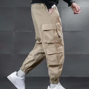 Pantalons pour hommes hommes hiver cargo taille élastique cordon pantalon épais doublure en polaire multi