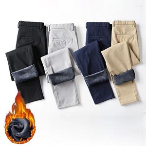 Pantalon masculin masculin thermique thermique chaude peluche droite jambe libère de papa décontractée épaississe de toison long bisant coréen pantalon bleu