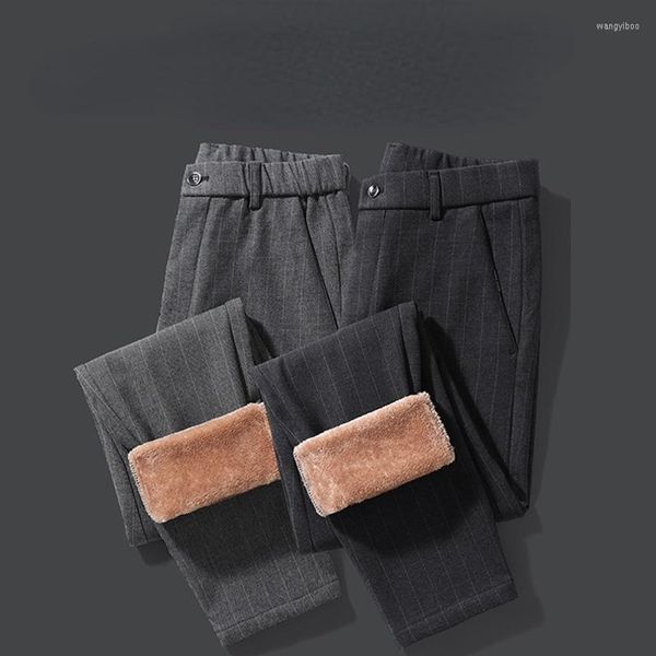 Hommes pantalons hommes hiver épaissir laine Harem mâle Style classique chaud surdimensionné pantalon 2023 décontracté rayure vêtements G101