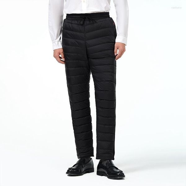 Pantalones para hombres Hombres Invierno Bolsillos con cremallera Espesar Pantalones de chándal Joggers Negro Gris Abajo Algodón Cálido Masculino Pantalones térmicos a prueba de agua