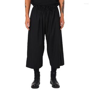 Pantalons pour hommes hommes femmes plissé taille élastique japon Harajuku Streetwear mode noir décontracté large jambe pantalon Couple jupe pantalon