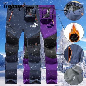 Pantalons pour hommes Hommes Femmes Hiver Polaire Chaud Marque Imprimer En Plein Air Neige Camping Randonnée Coupe-Vent Ski Imperméable Respirant Pantalon