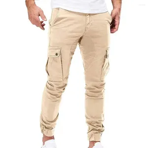 Pantalons pour hommes Pantalons de travail pour hommes Poche sécurisée Cordon respirant Cargo avec poches multiples Taille élastique pour bande de cheville
