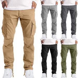 Pantalons pour hommes Pantalons de survêtement Baggy à fermeture éclair pour hommes Couleur unie Décontracté Coupe ample Cordon de serrage à la cheville Plissé Jogger Cargo Pant avec poches