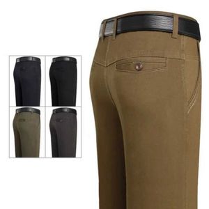 Pantalones para hombres hombres 100% algodón verano delgado otoño grueso pantalón pantanoso pantalón cintura recta holección hábil sólido sólido bote de negocios
