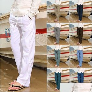 Pantalon masculin Mens 2023 Male Cotton Linge de grande taille Blanc Tableau blanc Home Casual Home Solid Solid Black 230320 DROP DIVRION APPARE DHONT