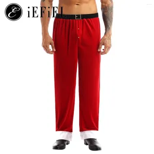 Pantalon masculin masculin adulte Noël santa claus costume rouge velours long pantalon de Noël festivals de vacances de fête