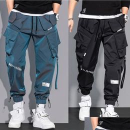 Herenbroeken Heren Cargo Mode Hip Hop Mti-Pocket Broeken Trendy Streetwear Effen Joggingbroeken Pantalones Casuales Para Hombre Drop De Dhtdo