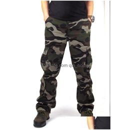 Pantalons pour hommes Hommes Cargo Outwear Camouflage Baggy Combat Mti-Pockets Pantalons décontractés Salopette Armée Tactique Taille 44 Drop Delivery Appa Dh7Pd