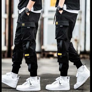 Pantalon masculin pour hommes pantalons de cargaison décontractés hip hop coloriage plusieurs poches pantalon Strtwear Ribbons Techwear Sweatpants Y240422