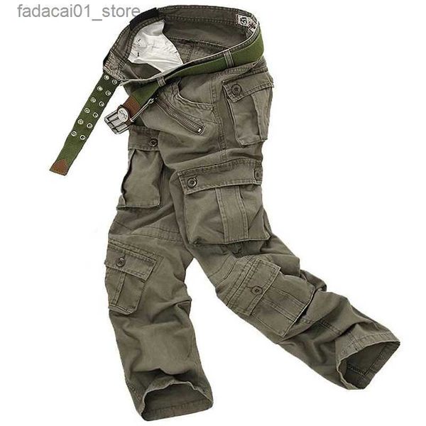 Pantalones para hombres Pantalones cargo para hombre Pantalones militares de camuflaje con múltiples bolsillos, informales, holgados, de alta calidad, para correr en la calle, tallas grandes, pantalones largos de 44 años Q240305