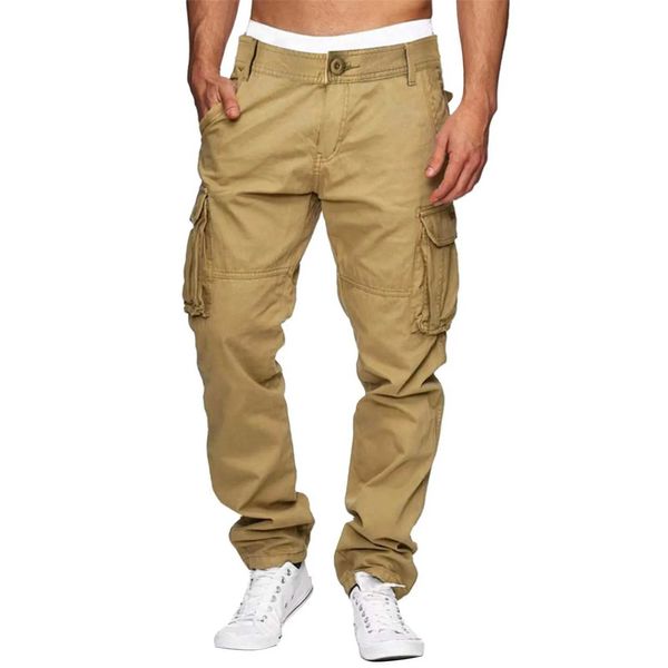 Pantalon masculin pantalon cargo de cargaison extérieur pantalon de randonnée en coton pantalon de sport détendu les poches de ceinture joggeurs avec plusieurs poches joggers avec joggersl2405 de travail