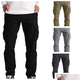 Pantalons pour hommes Pantalons cargo pour hommes Pantalons décontractés Vêtements de travail Sécurité de combat 6 poches Fl Hommes Pantalon extérieur élastique Livraison directe Vêtements pour hommes Dhg43