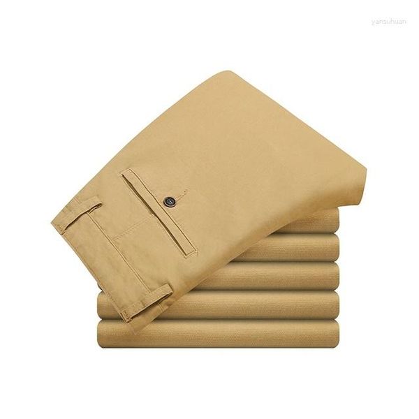 Pantalones para hombre, vestido de negocios informal para hombre, pantalón Formal, pantalones elásticos de algodón, Jogger largo recto para hombre, negro, azul, caqui, talla grande 42 44 46