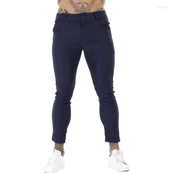 Pantalons pour hommes Hommes Casual Chino Pantalon Skinny Fit Slim Longueur de la cheville Style d'été Vêtements masculins Stretchy Soft Drop 3149Men's Heat22