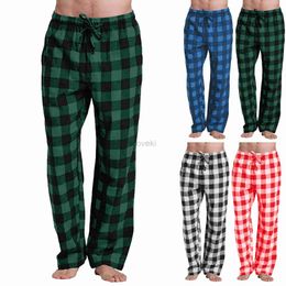 Herenbroek Heren Casual katoen Pyjama Lange broek zacht comfortabel Loose elastische tailleband Plaid Cozy Sleepwear Home Lounge Fashionbroek D240425