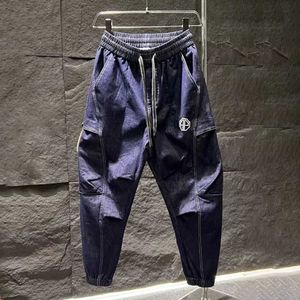 Pantalon masculin pour hommes jeans décontractés de style américain hip-hop high street couleurs solides cordonnage lâche cargo Pant 2024 printemps et été J240527