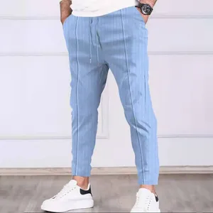 Herenbroek Heren Casual Linnen Losse pasvorm Rechte pijpen Elastische taille Hoge open achterzak Jumpsuit Grote lange heren Thuis