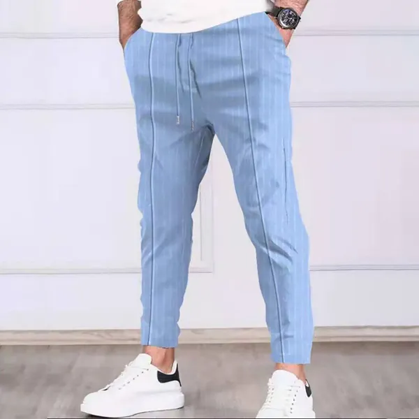 Pantalons pour hommes Hommes Casual Lin Loose Fit Jambes droites Taille élastique Haute Poche arrière ouverte Combinaison Big Tall Men Home