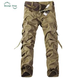 Pantalon masculin masculin cargo militaire décontracté pantalon long masque couleur couleurs pantalon long pantalon multi-poche lâche plus 44 sans ceinture j240507