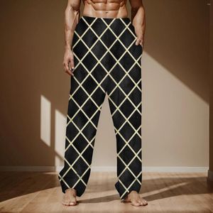 Pantalons pour hommes Pyjama décontracté pour hommes avec cordon de serrage et poches Vêtements pour hommes Jambes larges Coupe ample Randonnée