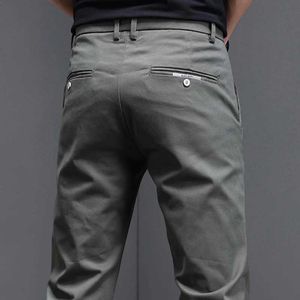 Pantalons masculins pour hommes Business Casual Business coréen Fashion Slim Fit Stretch Grey Black 97,8% Pure Cotton Mens 2024 New Aummer Q240429