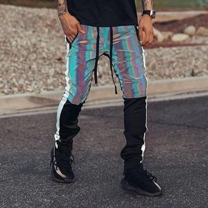 Pantalons pour hommes Mens Coloré Réfléchissant Casual Hip Hop Jambe Large Harem Jogging Tenues