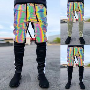 Pantalons pour hommes Mens Coloré Réfléchissant Casual Hip Hop Leg Boys Sleepers Pantalones De Mujer