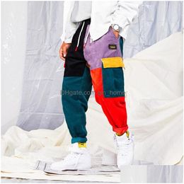 Pantalons pour hommes Hommes Corduroywork Cargo Hommes Streetwear Harem Joggers Harajuku Pantalons de survêtement Hip Hop Pantalons W159 Drop Delivery Apparel Clot Dhbuf