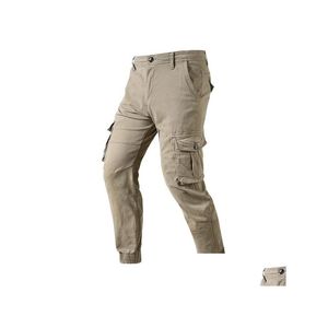 Pantalons pour hommes Mens coton automne couleur unie mode pantalon décontracté de haute qualité confortable tactique militaire drop livraison vêtements cl dhgi1