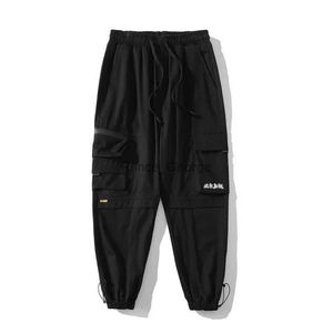 Pantalons pour hommes Hommes Coton Noir Pantalon Cargo Streetwear Joggers Hip Hop Pantalons de Survêtement Muti Poches Pantalon SalopetteL2402