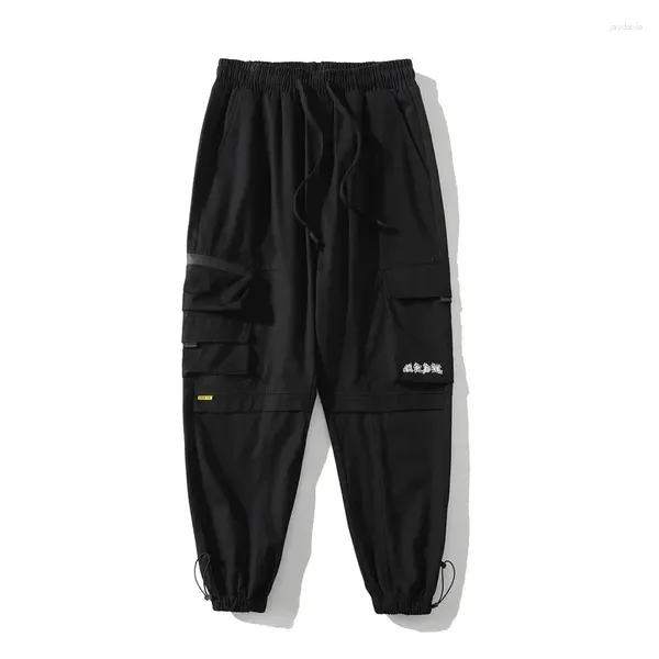 Pantalons pour hommes Hommes Coton Noir Cargo Streetwear Joggers Hip Hop Pantalon de survêtement Muti Poches Pantalon Salopette