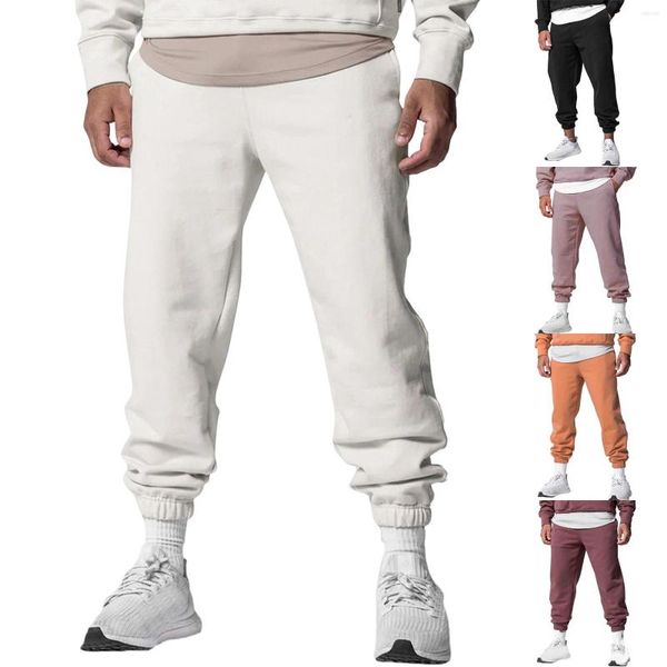 Pantalons pour hommes Mens Cotton High Street Fashion Leisure Loose Sports Running Solid Color Lace Up Sweater Pants