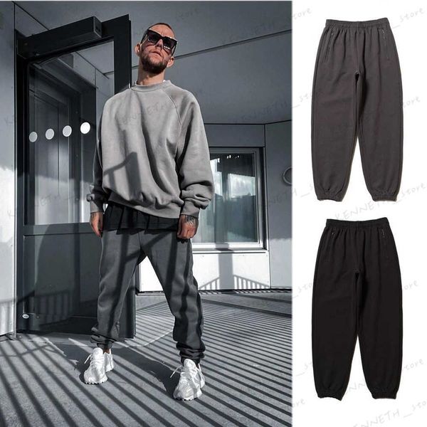 Pantalons pour hommes Pantalons de sport en coton pour hommes Hip Hop Joggers Style épais gris foncé lâche Streetwear pantalons de course formation ouest pantalons de survêtement T240126