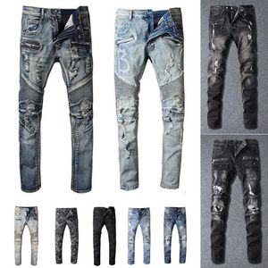 Pantalons pour hommes Mens Designer Jeans Distressed Ripped Biker Slim Fit Moto Bikers Denim For Men s Fashion Mans Black Pants pour hommesBPEF