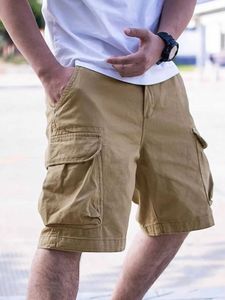 Herenbroek Heren Drawstring Laadbroek Multi Flap Pocket Losse trendy shorts Heren Werkbroek Outdoorl2404