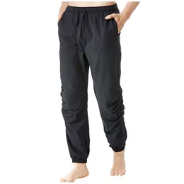 Pantalones para hombres para hombre con cordón elástico cintura casual jogging yoga polainas deportes pantalones transpirables y cómodos