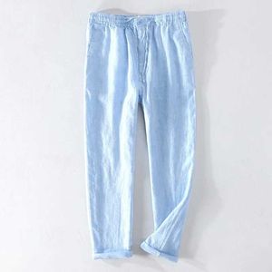 Pantalones para hombres Vestido para hombres Summer NUEVO NECHO CORMA COLLE 100% SOLIDO Pantalones de moda sueltos Ropa de marca Y2951 Q240429
