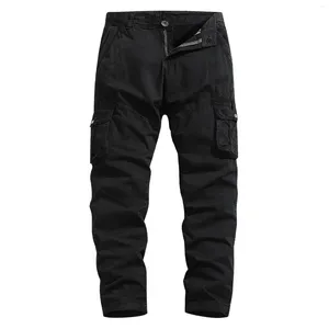 Pantalon masculin masculin à la mode décontractée de poche lavée couleur unie à la jambe droite pantalon respirant