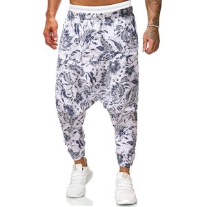 Pantalons pour hommes Imprimé floral Harem Baggy Genie Boho Coton Lin Yoga Drop Crotch Joggers Pantalons de survêtement Hip Hop Streetwear Pantalon 5XL 230724