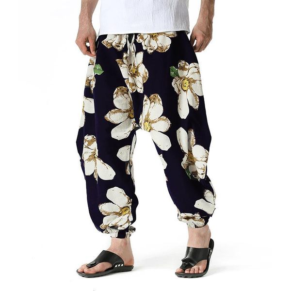 Pantalons pour hommes Hommes Floral Print Joggers Pantalons de survêtement Coton Harem Baggy Hommes Harajuku Hip Hop Streetwear Casual Pantalon de jogging en vrac Mâle