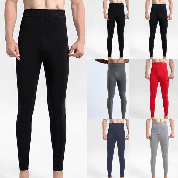 Pantalones para hombres Hombres H Espesado Calefacción Algodón Pantalones de lana Rodilla Bottoming Otoño Trajes de cabello Ropa masculina Entrenamiento