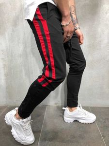 Pantalons pour hommes Hommes Hit Color Side Taped Skinny Man Sport Joggers Pantalon Noir / Rouge / Blanc G220929