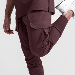 Pantalones para hombres Jogger para hombre Hombres Thin Ice Silk Running Multi-Bolsillo Fitness Entrenamiento Ropa de trabajo Leggings