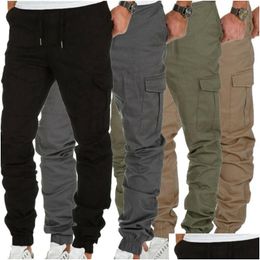 Pantalons pour hommes Pantalons de jogging pour hommes Taille élastiquée Pantalons chino de travail Style décontracté Cargo Bot Uk Drop Delivery Vêtements Vêtements Dhxba