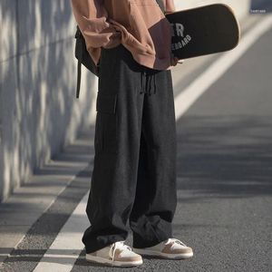 Pantalon masculin masculin grande taille de jambe large cargo de style japonais pantalon de streetwear de mode pour la taille élastique décontractée masculine