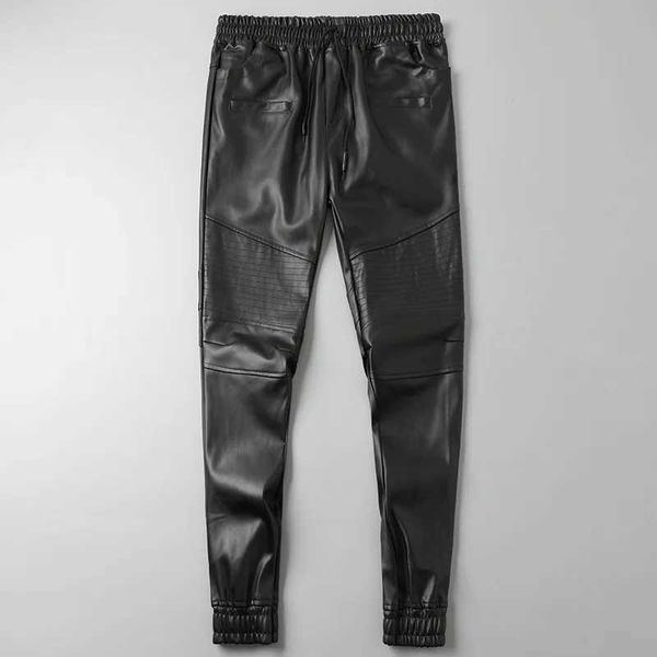 Pantalon pour hommes pantalon en cuir de haute qualité pantalon de jogging élastique de haute qualité pantalon en cuir pu pantalon de vélo étanche2405